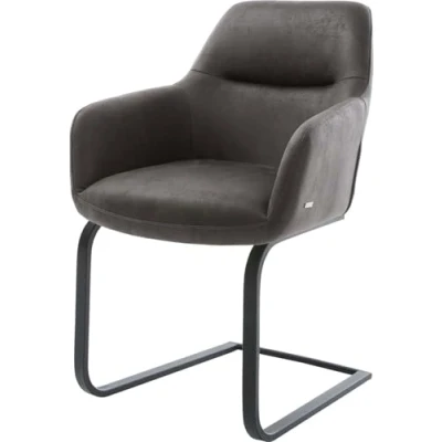 Abbildung von DELIFE Polsterstuhl Pejo Flex, Freischwinger flach Schwarz Anthrazit Vintage