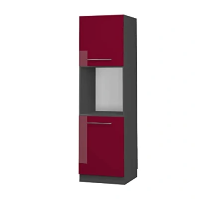Abbildung von Vicco Herdumbauschrank Fame Line, Bordeaux Hochglanz/Anthrazit, 60 cm offen