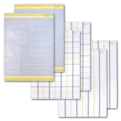 Abbildung von Dyckhoff Geschirrtuch &quot;Mojito, mit 3 verschiedenen Motiven, Mojito COCKTAIL Rezept Motiv&quot;, (Set, 6 tlg.), aus 100% Baumwolle, Maße je Tuch ca. 50x70 cm