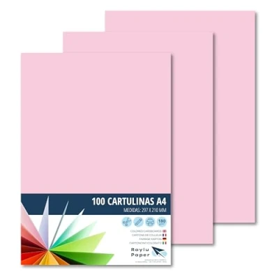 Abbildung von RAYLU PAPER Tonpapier A4, 100 Stück Kartonpapier 180g/m², 210 x 297 mm, professionelle farbige Kartons für Büro, Kopierpapier, Buntes Papier zum Basteln (Rosa)