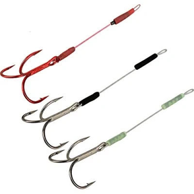 Abbildung von Savage Gear Carbon 49 Stinger 3 Angsthaken, Zusatzhaken für Gummiköder, Sicherheitshaken Gummifische, Verschiedene Drillingshaken Größen zur Auswahl, Länge/Tragkraft:7.5cm 11Kg