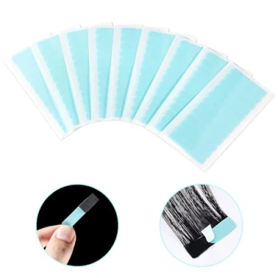 Abbildung von 120 Stück Tape Extensions Kleber, Tapes Klebestreifen, Ersatztapes für In Hair Extensions, Super Klebeband Haarverlängerungen Haareinschlag (4 x 0,8 cm)