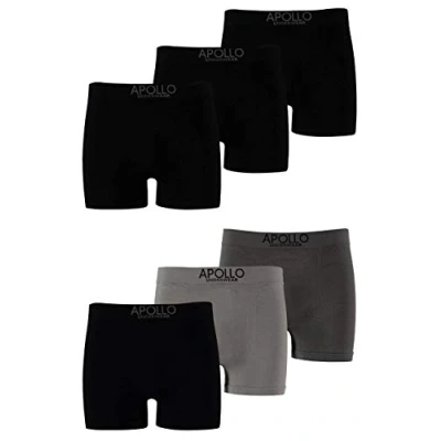 Abbildung von 6 Apollo Boxershorts,Pants,Retroshorts,Seamless, Nahtlos und Körperbetonend, Unterwäsche für Herren mit Anti Loch GARANTIE (4 x Schwarz 1 Anthrazit Grau, XXL)