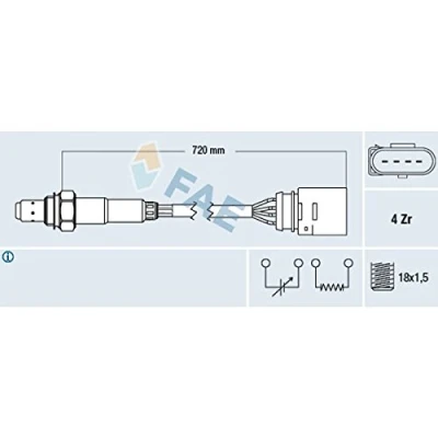 Abbildung von FAE 77139 Lambdasonde vor Katalysator Regelsonde VOLKSWAGEN: Golf 4 Schrägheck, Lupo / 3L, Variant, AUDI: A3 Schrägheck