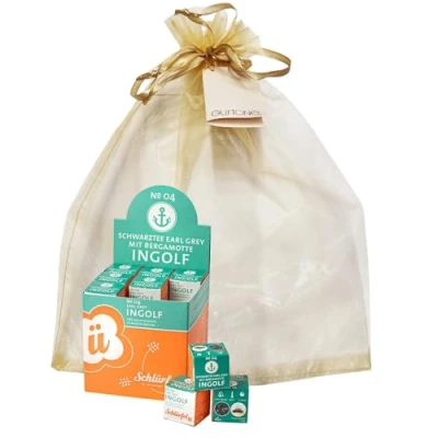 Abbildung von GUSTONE. Tee Geschenkset Schlürf Bio Schwarztee „Ingolf“ 27 Pyramiden Teebeutel