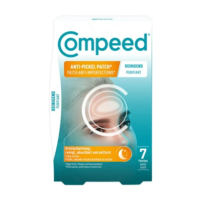 Abbildung von Compeed Anti Pickel* Patch Reinigend Reinigt, absorbiert und entfernt Hydrokolloid Pickel Patch* Ideal Für die Anwendung in der Nacht größere Bereiche wie T Zone 7 Patches 6.8x4.2cm