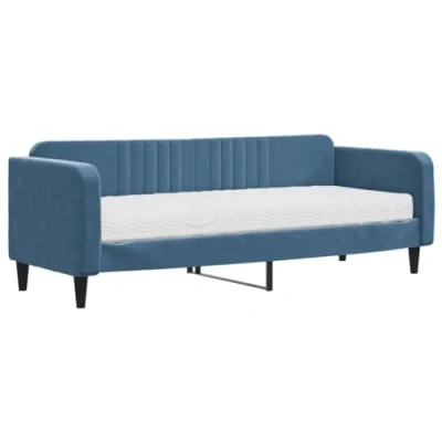 Abbildung von vidaXL Tagesbett, Schlafsofa mit Matratze, Bettsofa Gästebett Lattenrost, Sofa Bett für Schlafzimmer Wohnzimmer, Blau 80x200 cm Samt