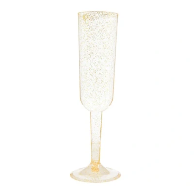 Abbildung von Kunststoff Champagnergläser Goldglitter 4er Packung