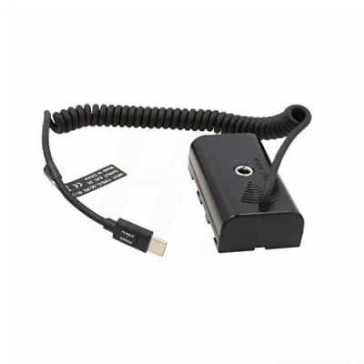 Abbildung von HangTon 9V 12V PD USB C zu NP F970 F570 F550 Dummy Akku DC Koppler Netzteil für Atomos Shogun Inferno Ninja Monitor, LED Licht