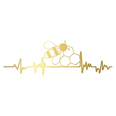 Abbildung von Finest Folia Aufkleber Herzschlag Tiere Breite 27cm Lifeline Heartbeat Deko Sticker Selbstklebend für Auto Kühlschrank Laptop Autoaufkleber K150 (Gold, 03 Biene)