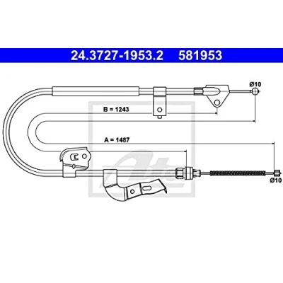 Abbildung von ATE 24.3727 1953.2 Handbremsseil 1487 TOYOTA: Aygo