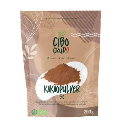Abbildung von Bio Kakao Pulver 200g. ohne Zucker Stark Entölt. Roh Kakaopulver Bio. aus Premium Kakaobohnen. Backkakao 100% Rein. Organic Cacao Powder Raw. Criollo Kakao.