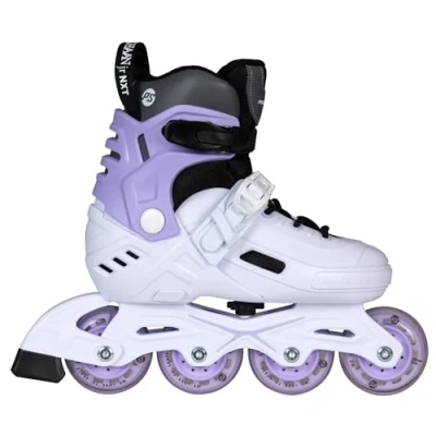 Abbildung von Powerslide Kinder Inline Skate Khaan Junior NXT White, Gr. 27 bis 42 weiß/lila Inliner für Kinder/Jugendliche in versch. Größen Inlineskates zu 4 verstellbar