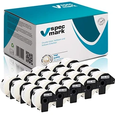 Abbildung von specmark 20 Rollen Einzeletiketten kompatibel mit Brother DK 11208 38mm x 90mm 400 Stück Etiketten für allen QL Etikettendruckern 570 700 800