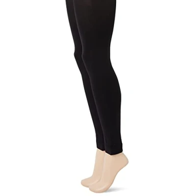 Abbildung von Nur Die 2er Pack Leggings 80 DEN Strumpfhose ohne Fuß Blickdicht warm extra breiter Komfortbund Damen, schwarz, M