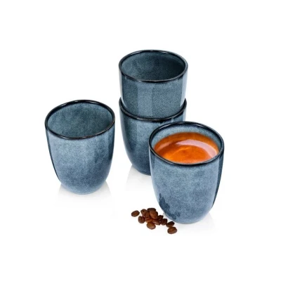 Abbildung von SÄNGER Becher Darwin Kaffeebecher ohne Henkel Set, Steingut, Handmade, 300 ml, Blau, Premium Collection