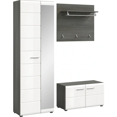 Abbildung von INOSIGN Garderoben Set &quot;Rumba, 3 teilig, Breite 155 cm, Hochglanz Front, bestehend aus:&quot;, (3 St.), Garderobenschrank, Sitzbank, Garderobenpaneel