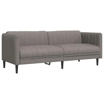 Abbildung von vidaXL Sofa 3 Sitzer, Couch mit Armlehnen Rückenlehne Stützbeine, Loungesofa für Wohnzimmer, Polstersofa Sofagarnitur, Modern, Taupe Stoff