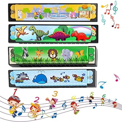 Abbildung von Mundharmonika für Kinder,4 Stück Chromatische Mundharmonika,16 Loch C Dur,Mundharmonika Diatonisch,mundharmonika kinder,Speedy Armonica,Sehr Geeignet Anfänger, Kinder, Studenten