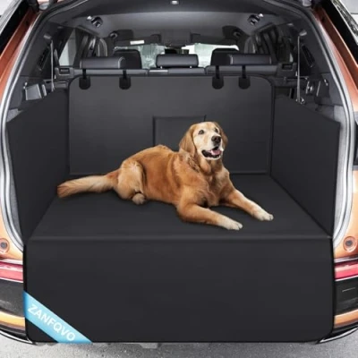 Abbildung von Zanfqvo Kofferraumschutz Hund mit Seiten Ladekantenschutz Kofferraum Universale Kratzfest und Wasserdich Auto Schutzmatte für SUV, Van Kombi