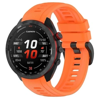 Abbildung von GIOPUEY Armband Kompatibel mit Garmin Approach S70 47mm, Weiches Silikon [Verschleißfest] [Atmungsaktiv] Ersatzarmband Orange