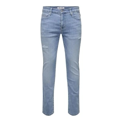 Abbildung von Only &amp; Sons Onsloom Destroy Jeans Slim Fit, Herren, Größe: 31x32, Light blue denim