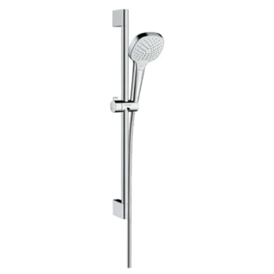 Abbildung von hansgrohe Brausegarnitur &quot;Croma Select E&quot;, (Komplett Set), 11cm, mit Duschstange 65cm, Weiß/chrom