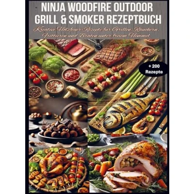 Abbildung von Ninja Woodfire Outdoor Grill &amp; Smoker Rezeptbuch: + 200 Kreative Holzfeuer Rezepte für Grillen, Räuchern, Frittieren und Braten unter freiem Himmel