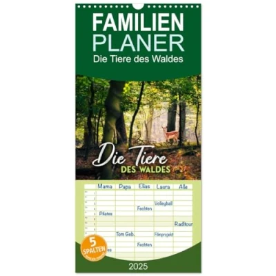Abbildung von Familienplaner 2025 Die Tiere des Waldes mit 5 Spalten (Wandkalender, 21 cm x 45 cm), CALVENDO