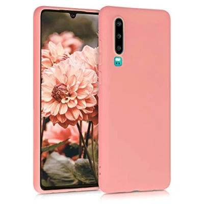 Abbildung von kwmobile Hülle kompatibel mit Huawei P30 weiches TPU Silikon Case Cover geeignet für kabelloses Laden Koralle