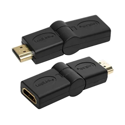 Abbildung von LogiLink AH0011 HDMI High Speed Adapter, 180 Grad schwenkbar und mit vergoldeten Kontakten, Ideal für Full HD, Stecker auf Buchse schwarz