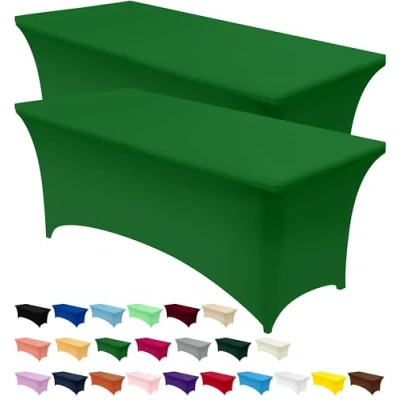 Abbildung von Utopia Kitchen Spandex Tischdecke, 182 cm, Smaragdgrün, eng, waschbar und knitterfrei, dehnbar, rechteckig, Terrassentischabdeckung für Veranstaltungen, Hochzeiten Partys, 183 x 76 cm (L B