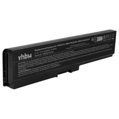 Abbildung von vhbw Akku Ersatz für Toshiba PA3817U 1BAS, 1BRS Notebook (Li Ion, 4400mAh, 10.8V, 47.52Wh, schwarz)