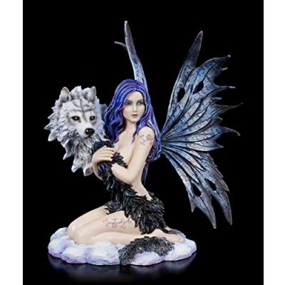 Abbildung von Figuren Shop GmbH Elfen Fantasy Figur Wolf Spirit Fee, Engel, Flügel zum Stecken, H 34 cm