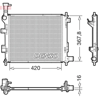 Abbildung von DENSO DRM43005 Kühler, Motorkühlung 420 388 16 KIA: Picanto II