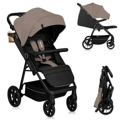 Abbildung von LIONELO MIRA Buggy bis zu 22 kg von 6 Monaten 4 Jahren Schwenkbare 360 Räder Volle Stoßdämpfung Verstellbare Rückenlehne und höhenverstellbares Verdeck XXL UPF50+ Großer Korb 3