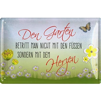 Abbildung von Geschenkeparadies 24 Blechschild den Garten betritt Man Nicht mit Füssen sondern dem Herz