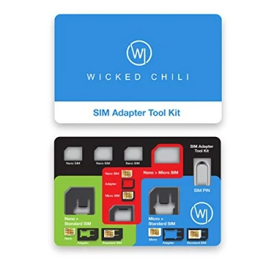 Abbildung von Wicked Chili SIM Adapter Set &amp; Travel Case in Kreditkartengröße Smartphone N/A zu Nano, Micro, Standard