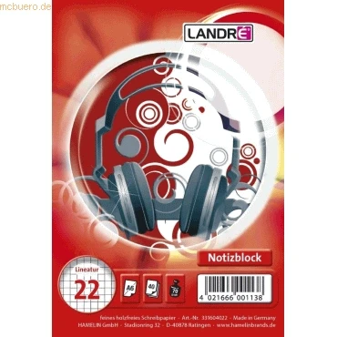Abbildung von 10 x Landre Spiralnotizblock A6 40 Blatt 70 g/qm kariert