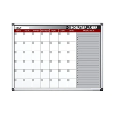 Abbildung von Bi Office Earth Umweltfreundliches Planungstafel, 90 x 60 cm, Magnetischer Monatsplaner mit Aluminiumrahmen, Trocken Abwischbar Monatskalender