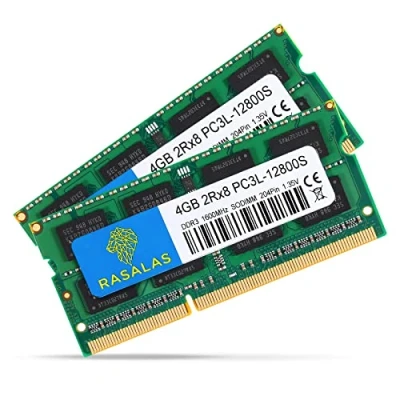 Abbildung von Rasalas 8GB Kit (2x4GB) PC3 12800 DDR3L 1600MHz SODIMM, 4GB DDR3 1600 2Rx8 PC3L 12800S 1.35V 204 Pin CL11 Dual Rank Laptop Arbeitsspeicher