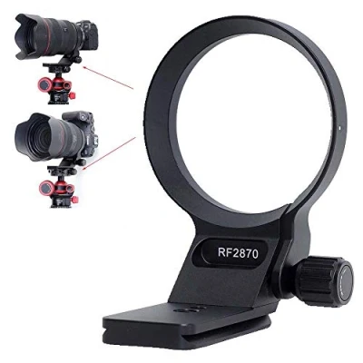 Abbildung von iShoot Metall Stativ Halterungsring, Objektivkragen, kompatibel mit Canon RF 2870 mm f/2L USM, Objektivstütze, Halterung unten ist ARCA Swiss Fit Schnellwechselplatte, geeignet für