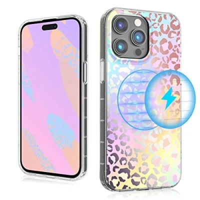 Abbildung von MYBAT Pro Magnetische Slim Hülle für iPhone 14 Max 6,7 Zoll, Kompatibel mit MagSafe, Mood Serie Frauen Mädchen, Militärqualität Drop Stoßfest Vergilbungsfrei Schutzhülle Holografischer