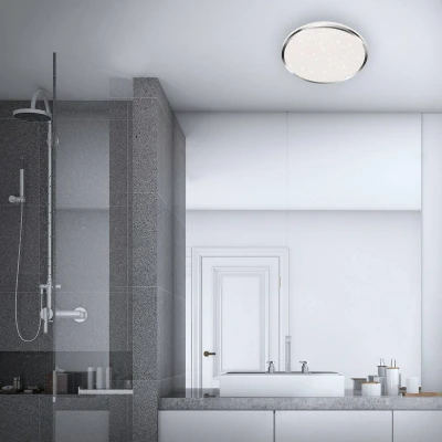 Abbildung von BRILONER Leuchten LED Deckenleuchte, Badleuchte, Badlampe inkl. Sternendekor, IP44, 18 Watt, 1.800 Lumen, 4.000 Kelvin, Chrom Weiß, 330x66mm (DxH)