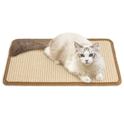 Abbildung von FUKUMARU Kratzmatte Katze, natürliche Katzenkratzbretter Sisal Kratzteppich 50x30 cm, widerstandsfähig Katzenmöbel Fußmatte Sisalmatte Kratzpads für Katzen, Beige