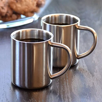 Abbildung von HI Thermobecher 2 x Edelstahl Campingbecher Set, Edelstahl, Camping Kaffee Becher Thermo Tasse Doppelwandig