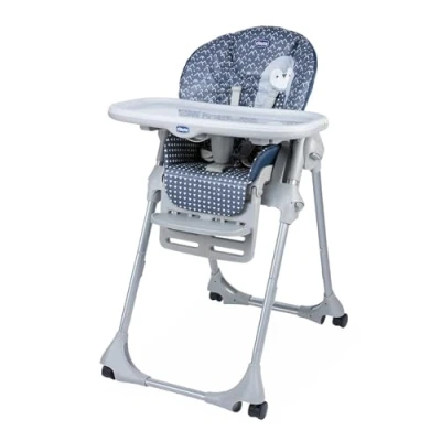 Abbildung von Chicco Polly Easy Kinderhochstuhl und Babywippe mit verstellbarer Höhe Fußstütze, 4 Räder, kompaktes Schließen von 6 Monaten bis 3 Jahren Pinguin, 15 kg, 1 Stück (1er Pack)