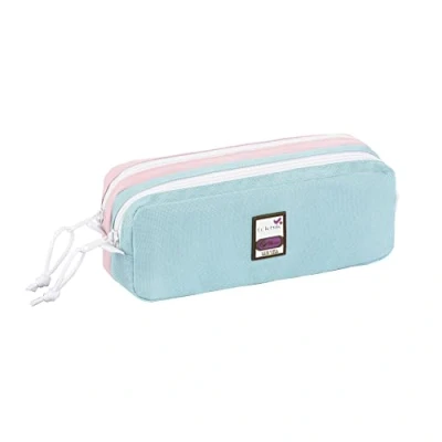 Abbildung von Viquel Federmäppchen Teknik Pastel mit 2 Fächern, großes Fassungsvermögen, Blau/Rosa