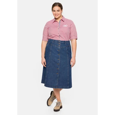 Abbildung von Sheego Alinienrock, Damen, Größe: 40, Blue denim