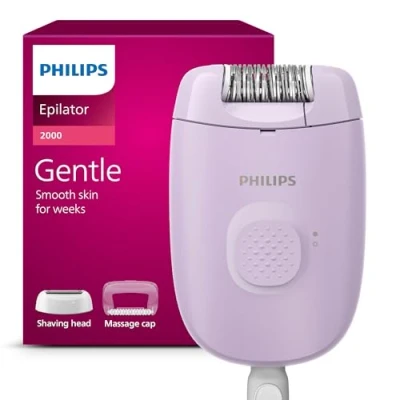 Abbildung von Philips Epilator Series 2000 BRE237/00, 1 speed setting, washable epilation head, 2 accessories, Lilac